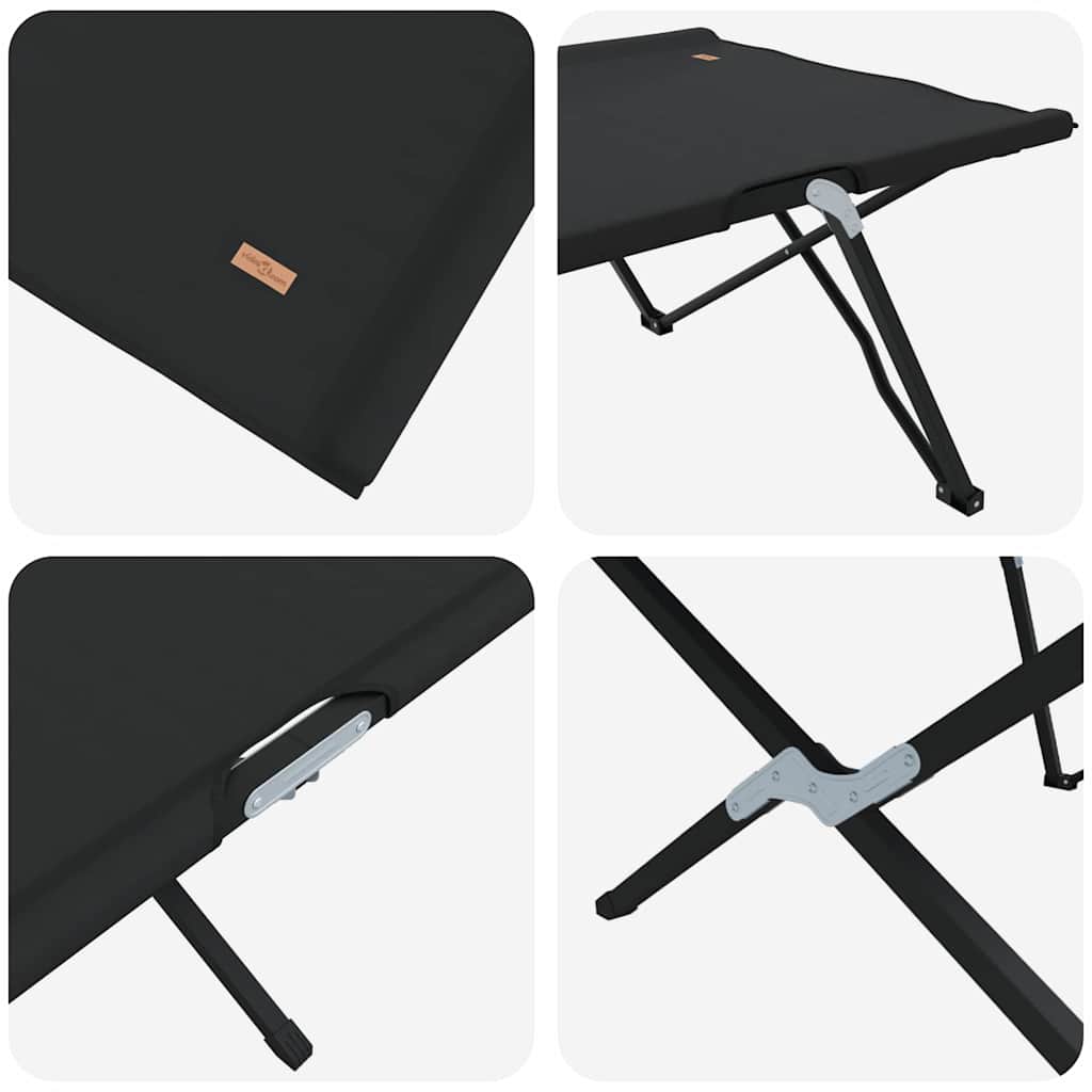 vidaXL Składane Łóżko Kempingowe 2 pcs Czarny 206 x 76 x 74 cm