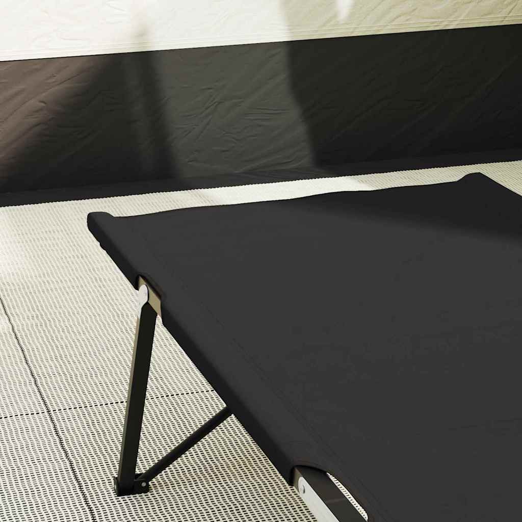 vidaXL Składane Łóżko Kempingowe 2 pcs Czarny 206 x 76 x 74 cm
