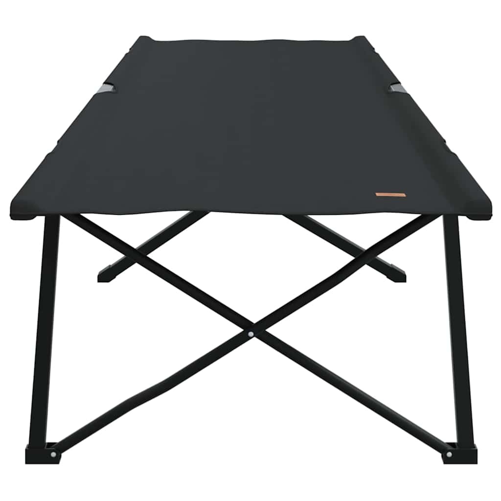vidaXL Składane Łóżko Kempingowe 2 pcs Czarny 206 x 76 x 74 cm
