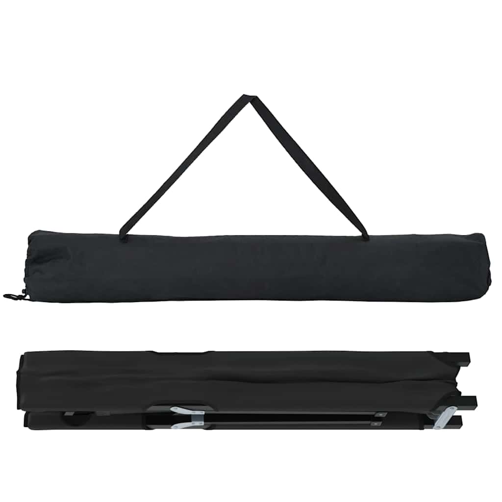 vidaXL Składane Łóżko Kempingowe 2 pcs Czarny 206 x 76 x 74 cm