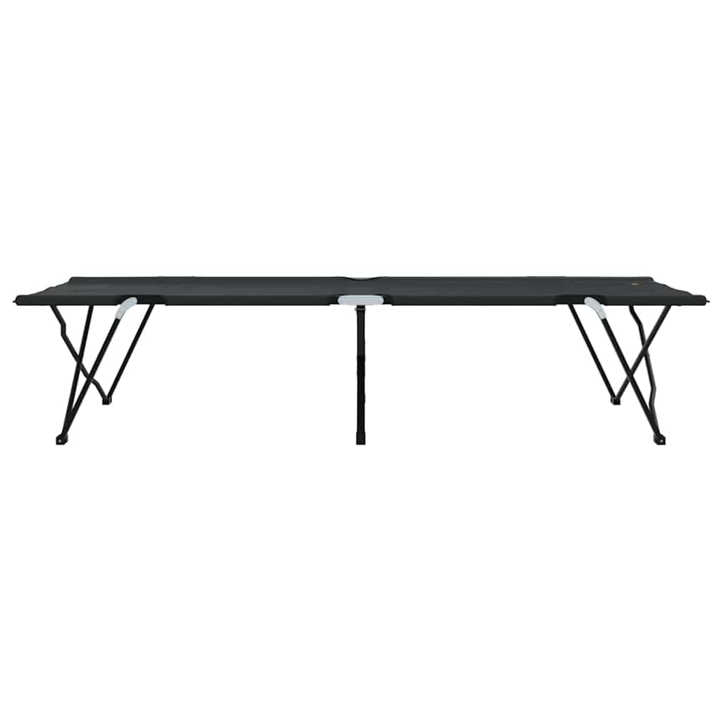 vidaXL Składane Łóżko Kempingowe 2 pcs Czarny 206 x 76 x 74 cm