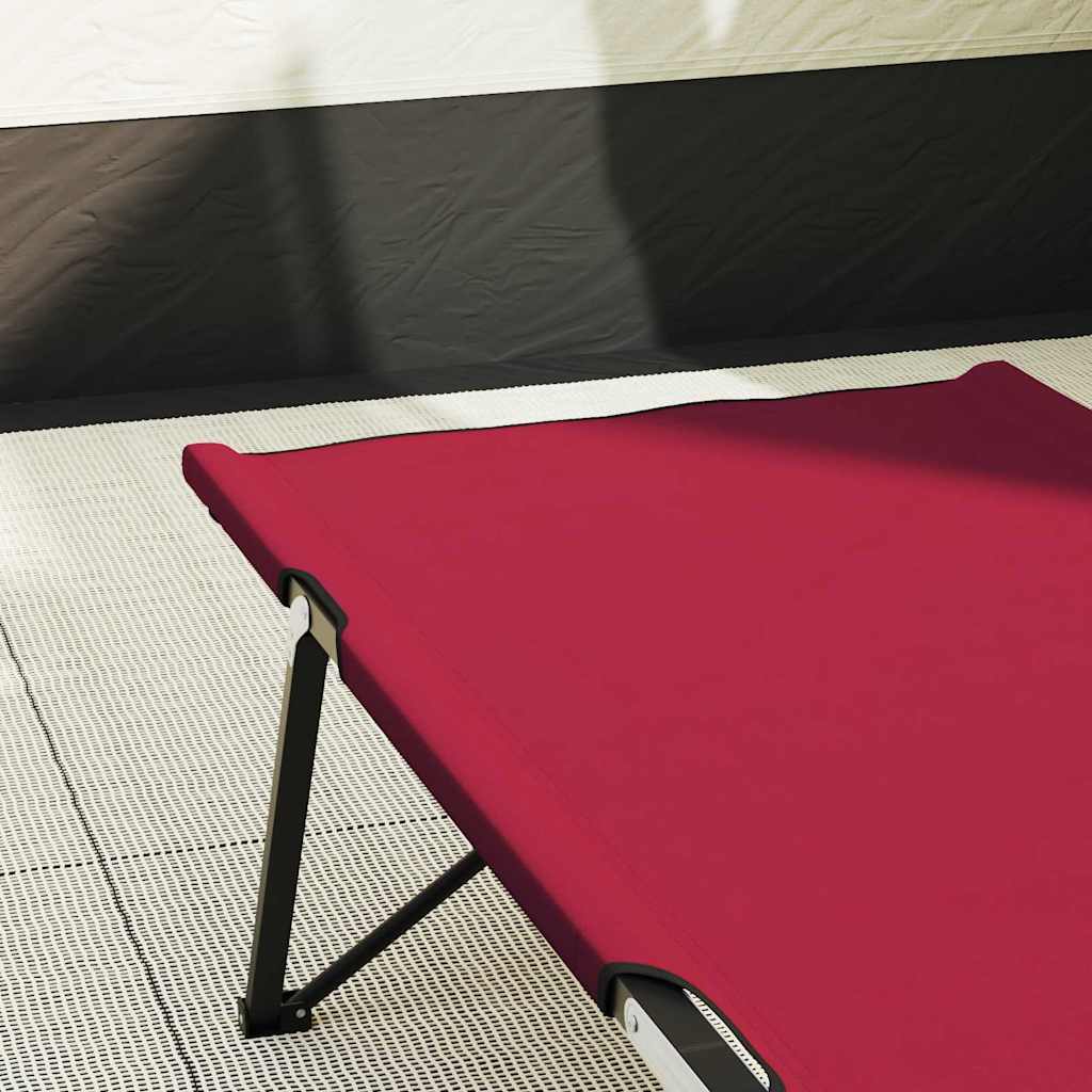 vidaXL Składane Łóżko Kempingowe 2 pcs Czerwony 206 x 76 x 74 cm