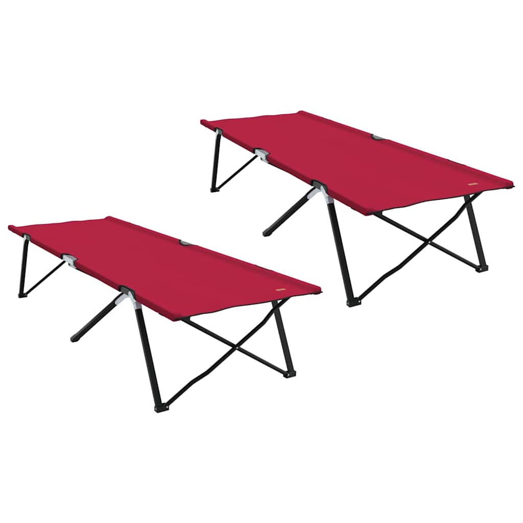 vidaXL Składane Łóżko Kempingowe 2 pcs Czerwony 206 x 76 x 74 cm