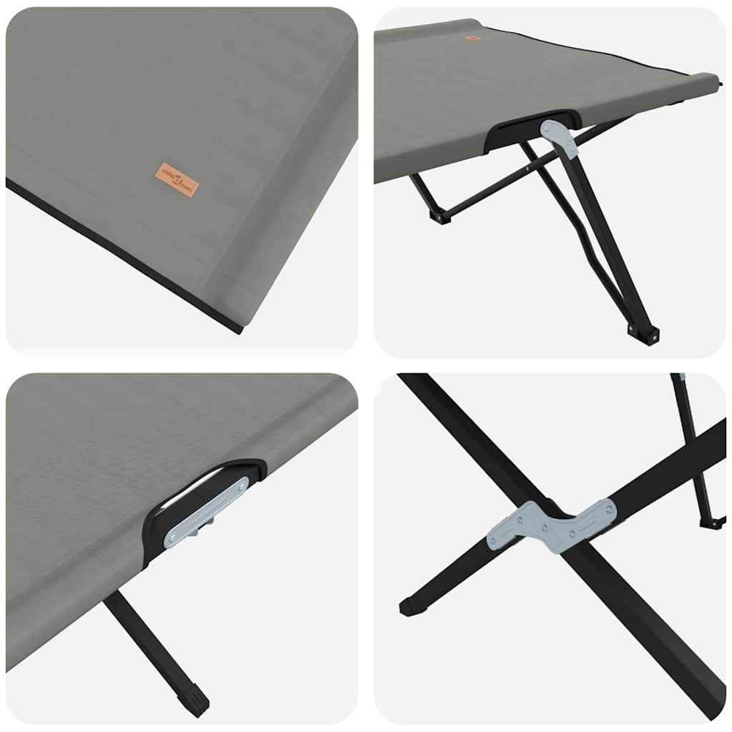 vidaXL Składane Łóżko Kempingowe 2 pcs Szary 206 x 76 x 74 cm