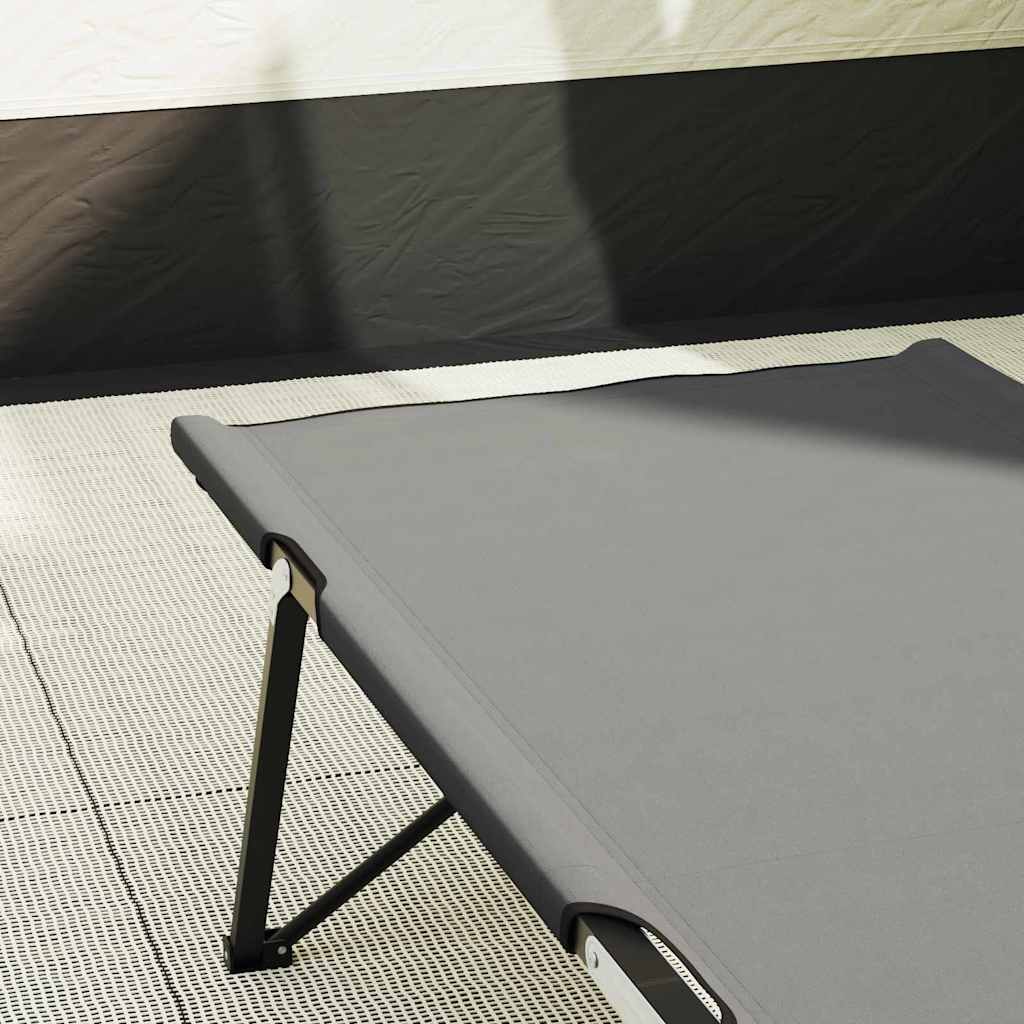 vidaXL Składane Łóżko Kempingowe 2 pcs Szary 206 x 76 x 74 cm
