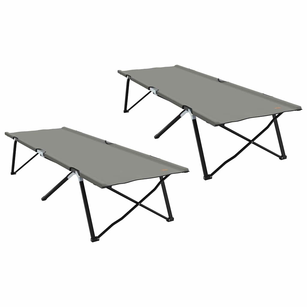 vidaXL Składane Łóżko Kempingowe 2 pcs Szary 206 x 76 x 74 cm