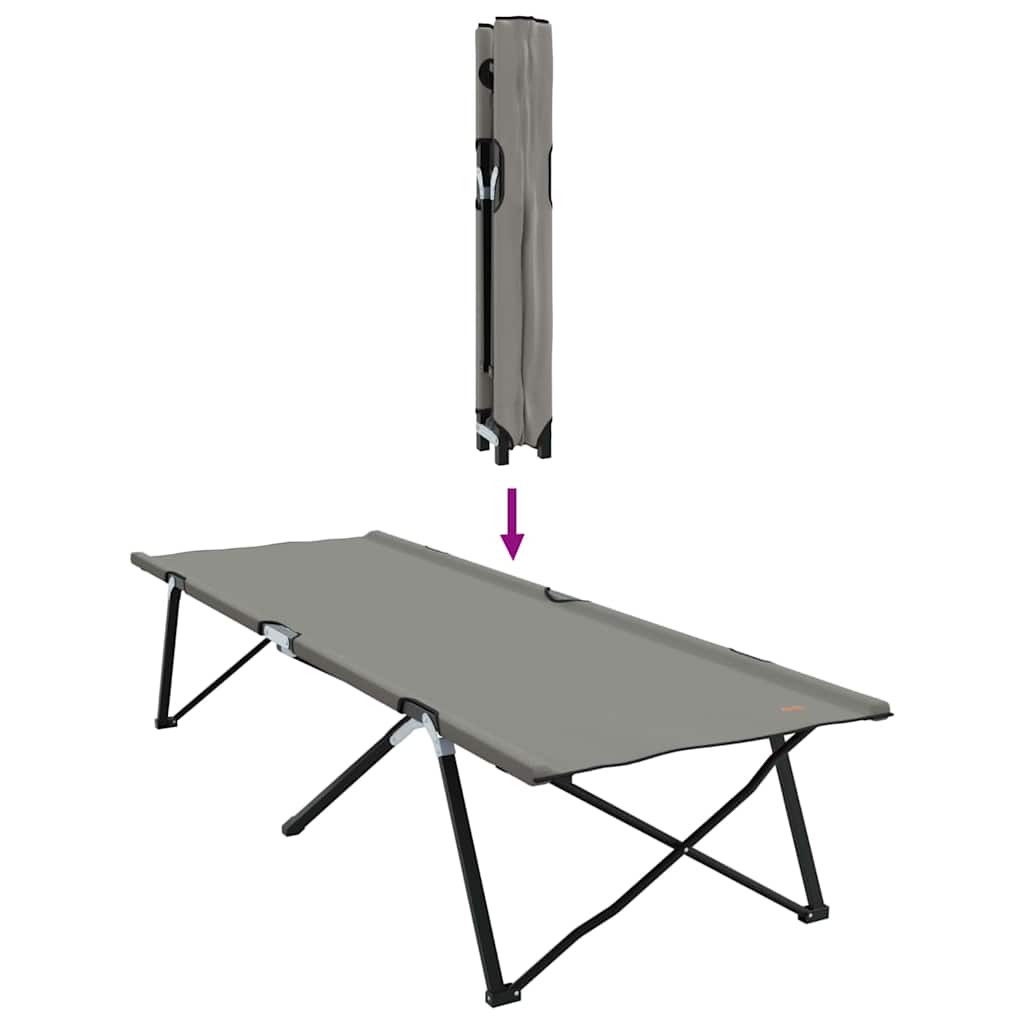 vidaXL Składane Łóżko Kempingowe 2 pcs Szary 206 x 76 x 74 cm
