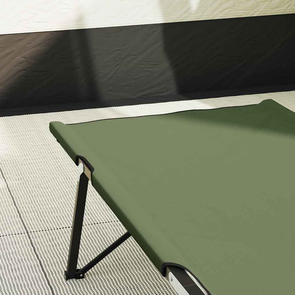 vidaXL Składane Łóżko Kempingowe 2 pcs Zielony 206 x 76 x 74 cm