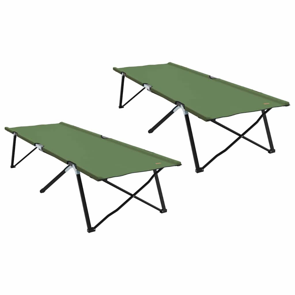 vidaXL Składane Łóżko Kempingowe 2 pcs Zielony 206 x 76 x 74 cm