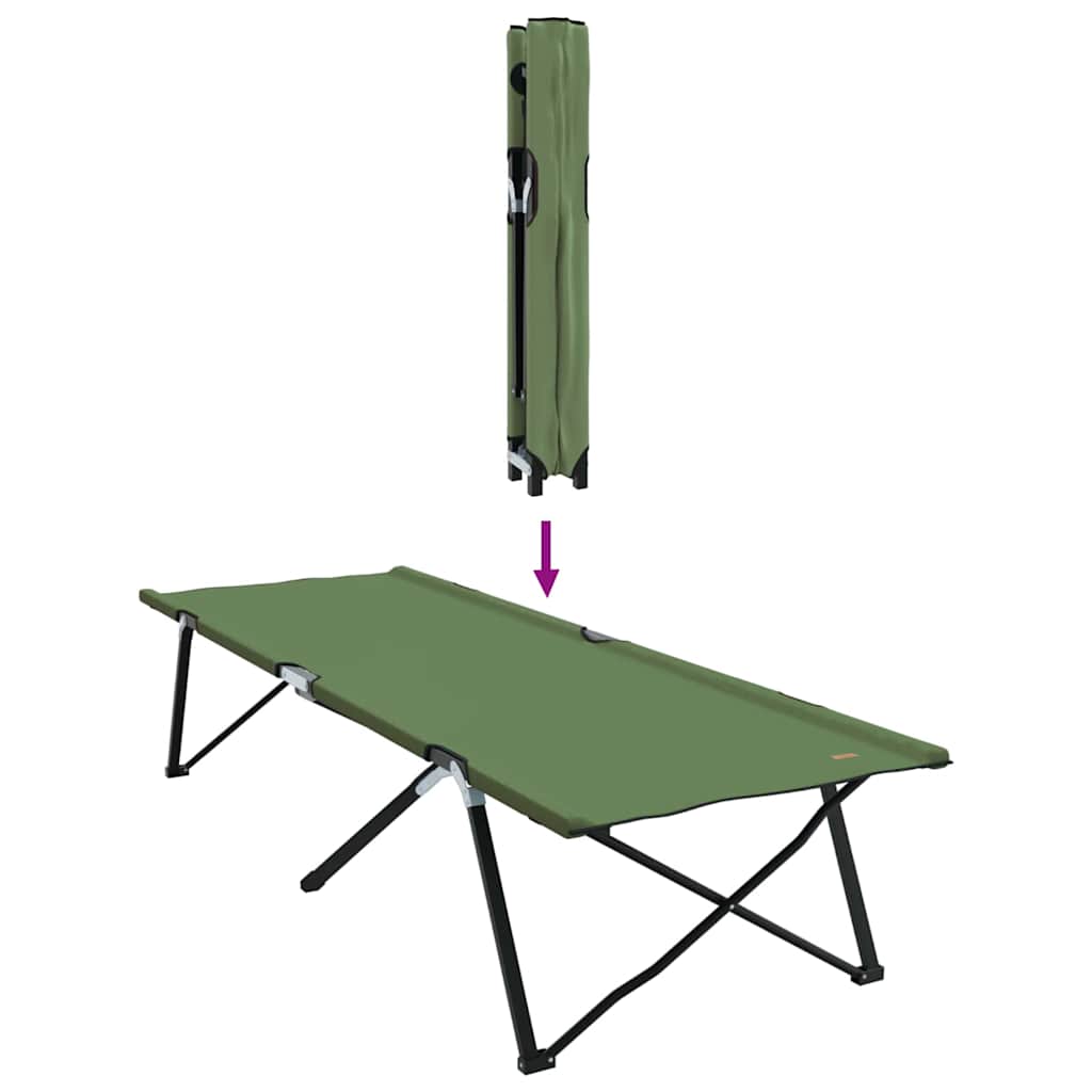 vidaXL Składane Łóżko Kempingowe 2 pcs Zielony 206 x 76 x 74 cm