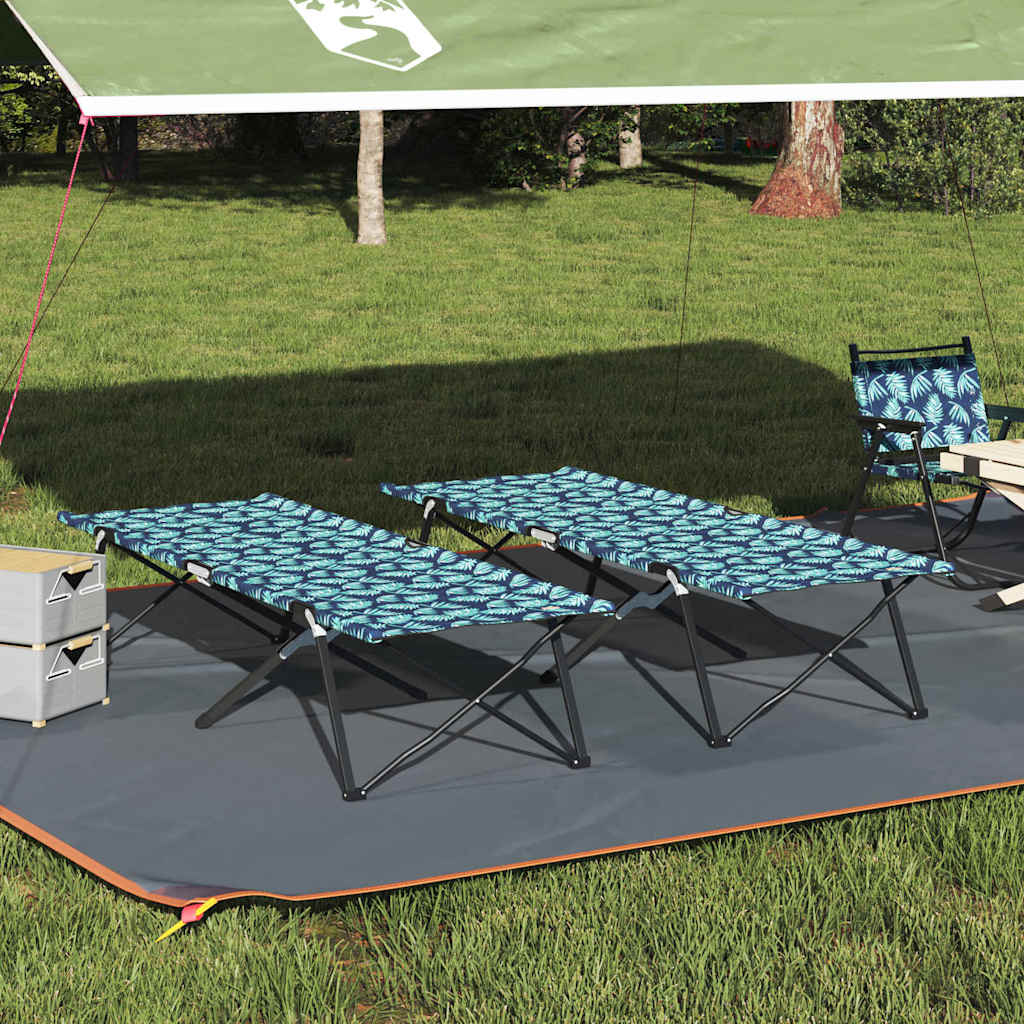 vidaXL Składane Łóżko Kempingowe Liść 2 pcs Las 206 x 76 x 74 cm
