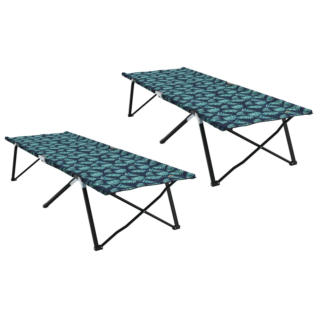 vidaXL Składane Łóżko Kempingowe Liść 2 pcs Las 206 x 76 x 74 cm