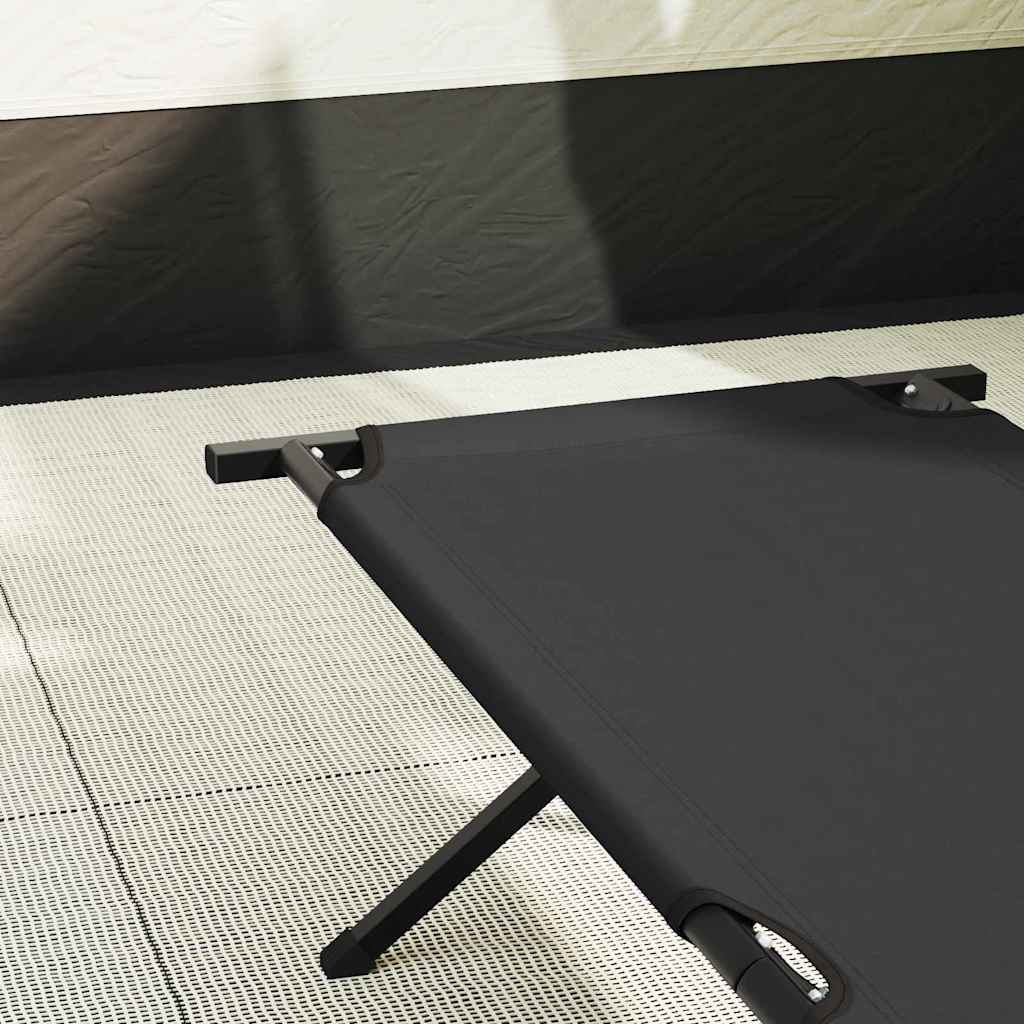 vidaXL Składane Łóżko Kempingowe Czarny 193 x 69 x 45 cm