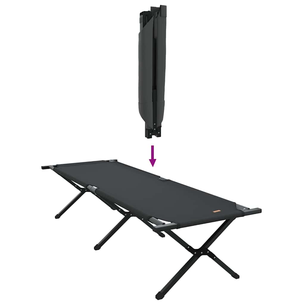 vidaXL Składane Łóżko Kempingowe Czarny 193 x 69 x 45 cm