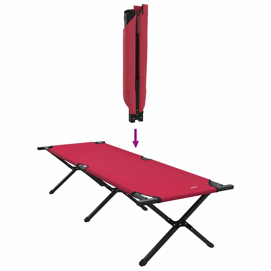 vidaXL Składane Łóżko Kempingowe Czerwony 193 x 69 x 45 cm