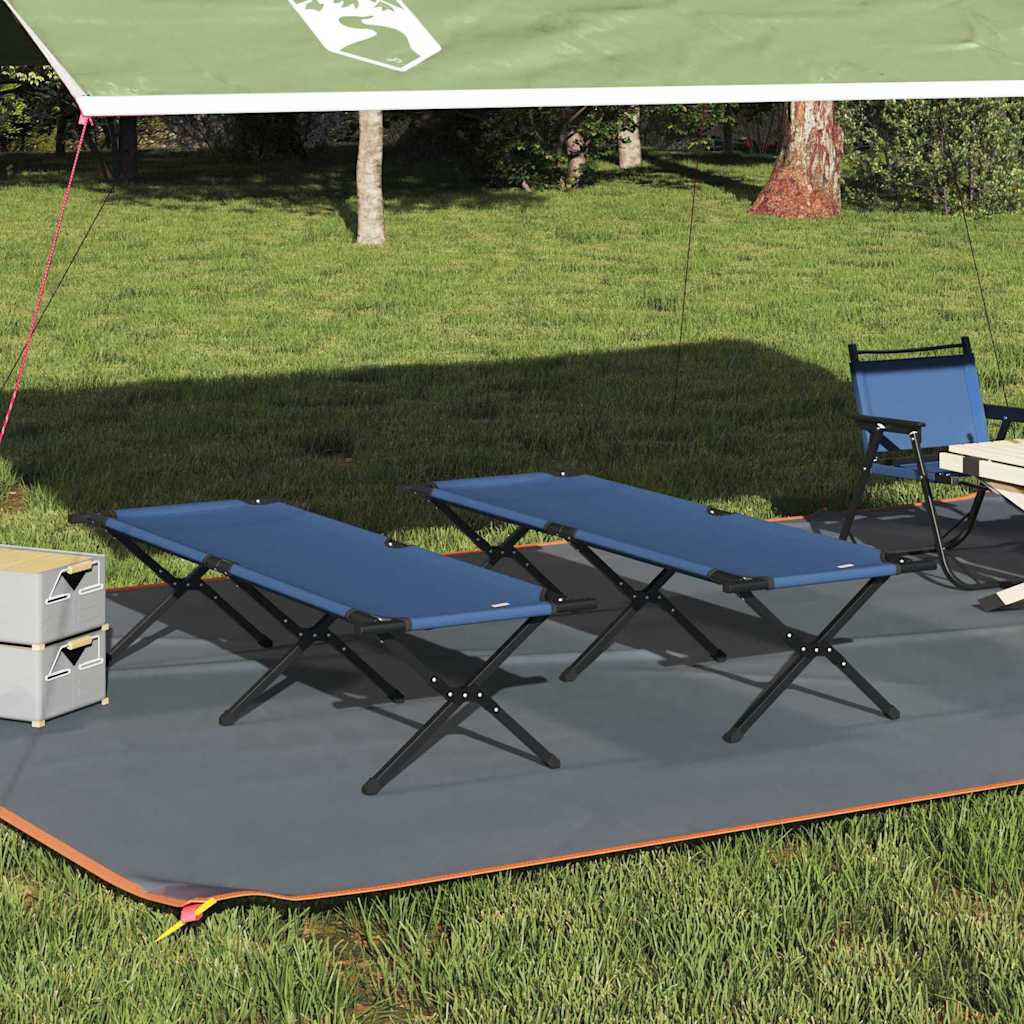 vidaXL Składane Łóżko Kempingowe 2 pcs Niebieski 193 x 69 x 45 cm