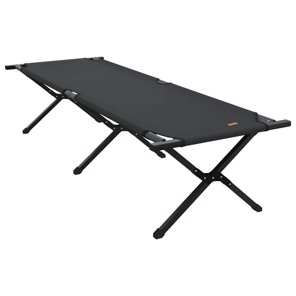 vidaXL Składane Łóżko Kempingowe 2 pcs Czarny 193 x 69 x 45 cm