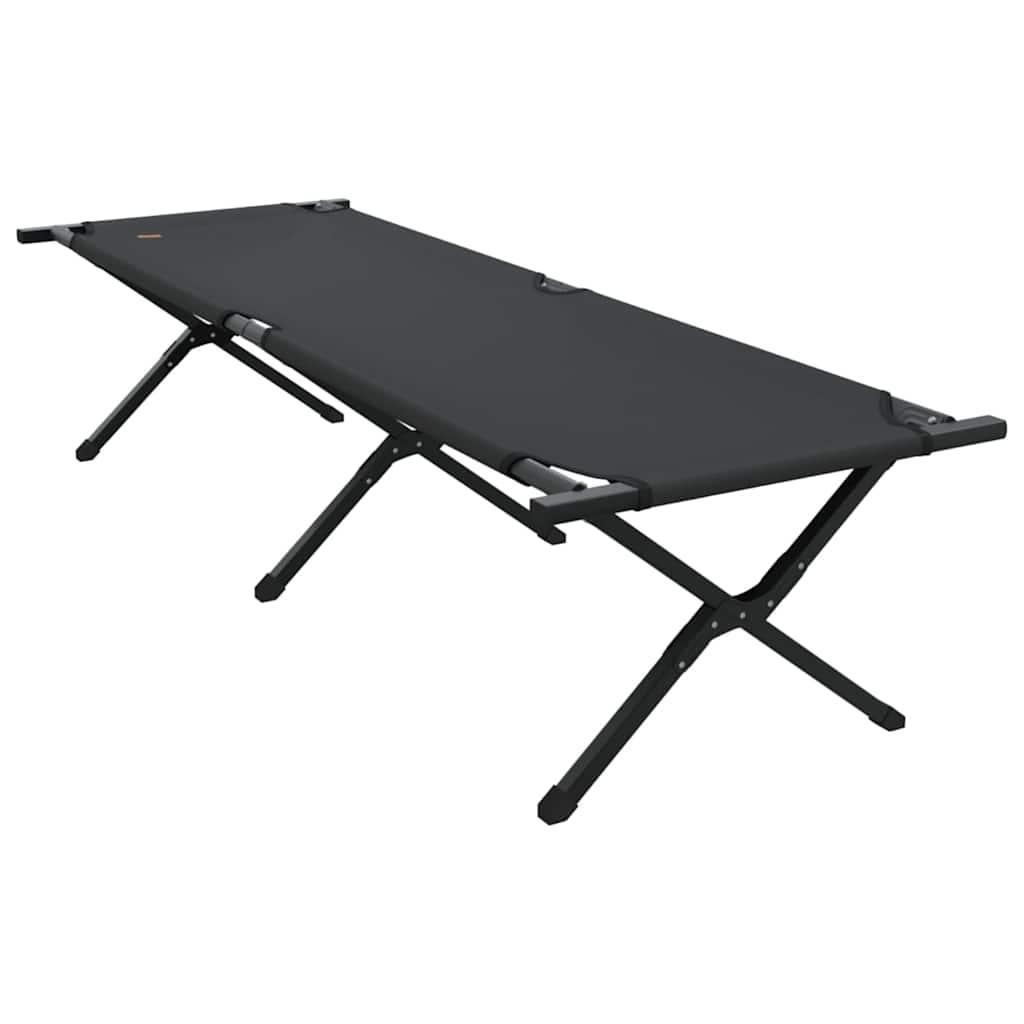vidaXL Składane Łóżko Kempingowe 2 pcs Czarny 193 x 69 x 45 cm