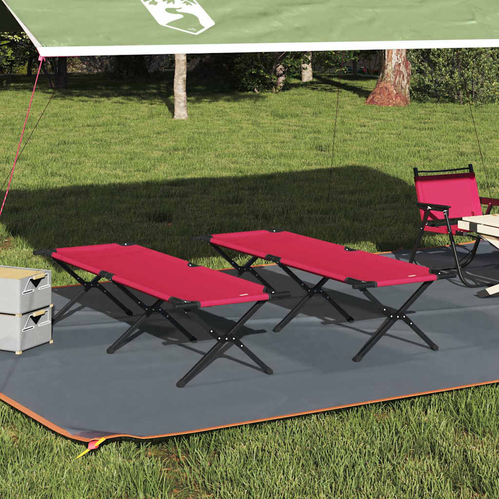 vidaXL Składane Łóżko Kempingowe 2 pcs Czerwony 193 x 69 x 45 cm