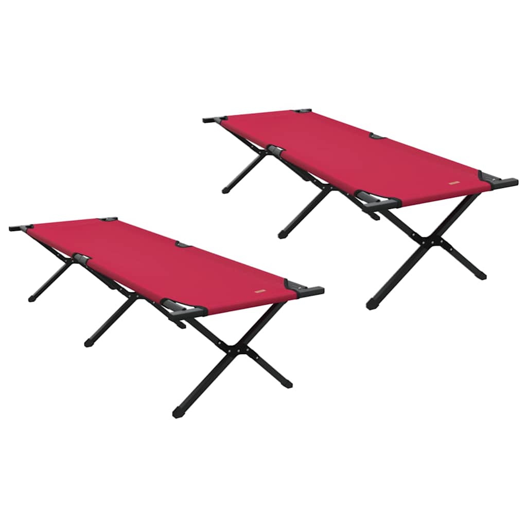 vidaXL Składane Łóżko Kempingowe 2 pcs Czerwony 193 x 69 x 45 cm