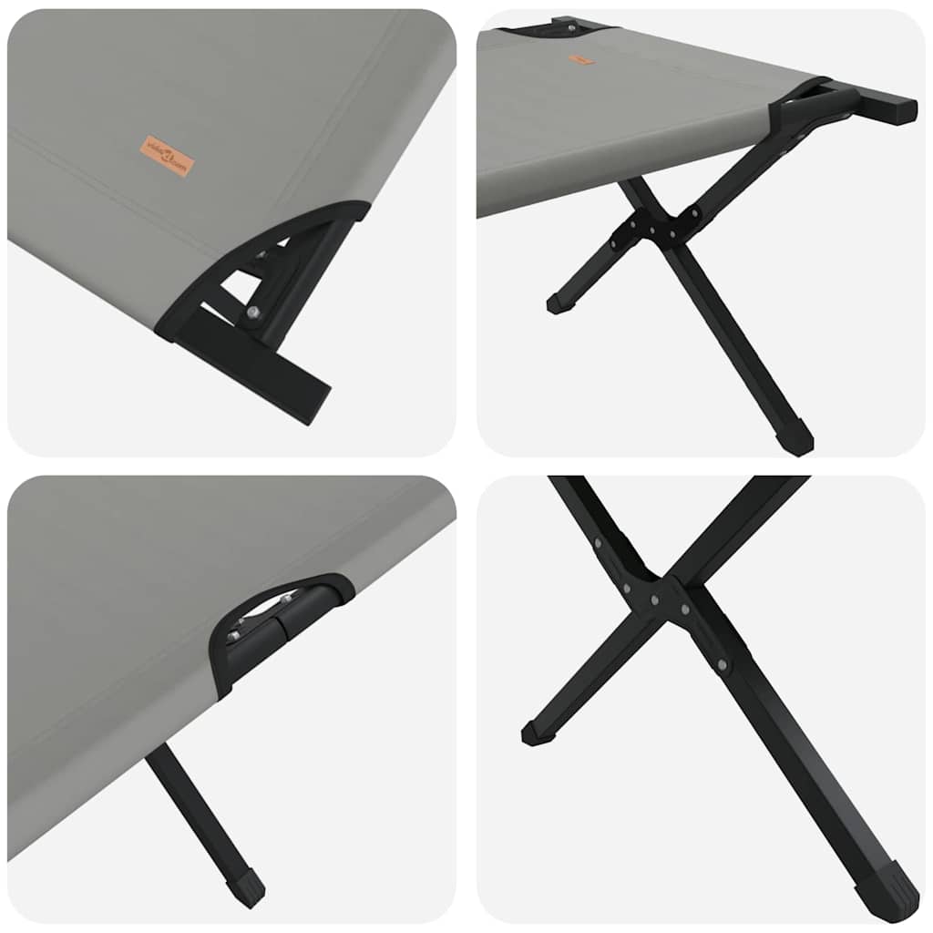 vidaXL Składane Łóżko Kempingowe 2 pcs Szary 193 x 69 x 45 cm