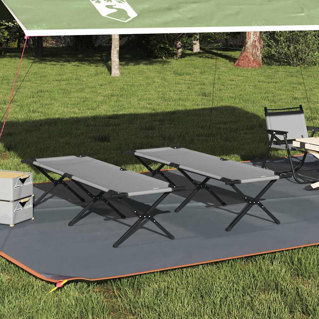 vidaXL Składane Łóżko Kempingowe 2 pcs Szary 193 x 69 x 45 cm