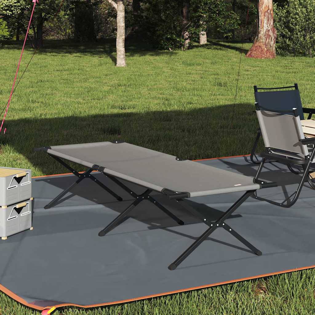 vidaXL Składane Łóżko Kempingowe Szary 210 x 80 x 46 cm Tkanina Oxford
