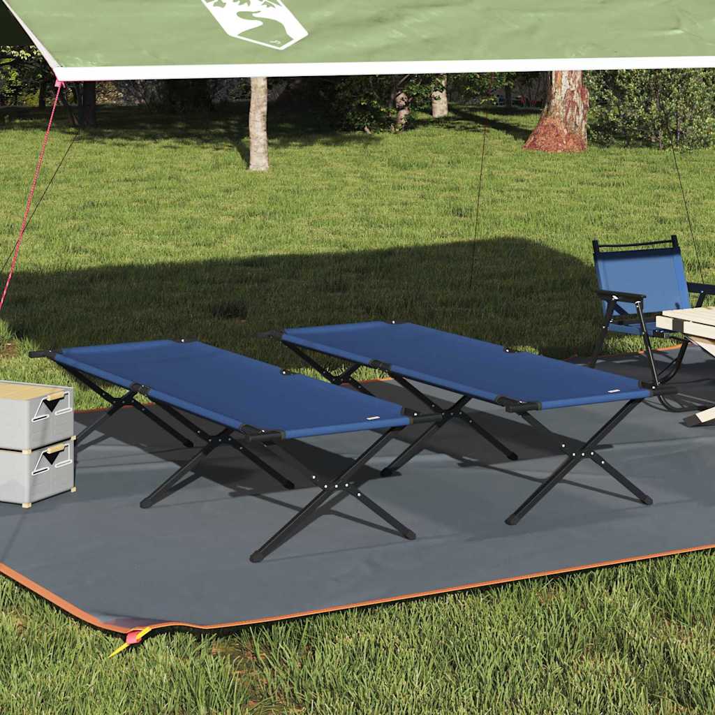 vidaXL Składane Łóżko Kempingowe 2 pcs Niebieski 210 x 80 x 46 cm