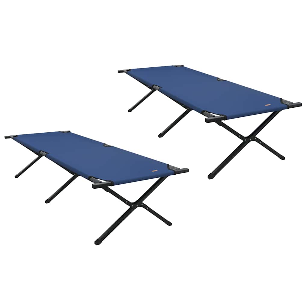 vidaXL Składane Łóżko Kempingowe 2 pcs Niebieski 210 x 80 x 46 cm
