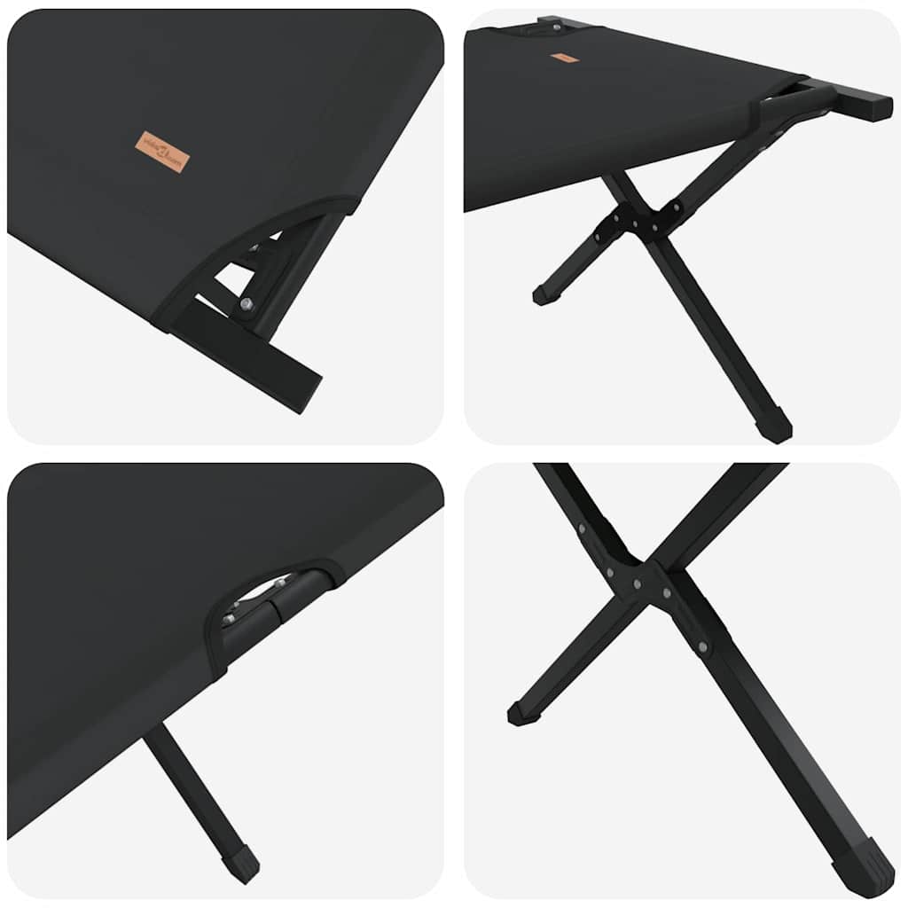 vidaXL Składane Łóżko Kempingowe 2 pcs Czarny 210 x 80 x 46 cm
