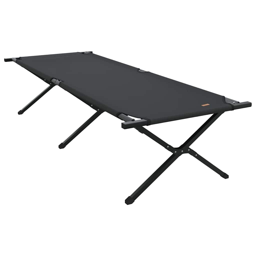 vidaXL Składane Łóżko Kempingowe 2 pcs Czarny 210 x 80 x 46 cm