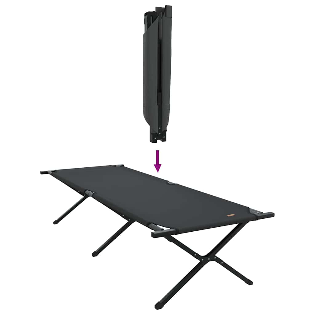 vidaXL Składane Łóżko Kempingowe 2 pcs Czarny 210 x 80 x 46 cm