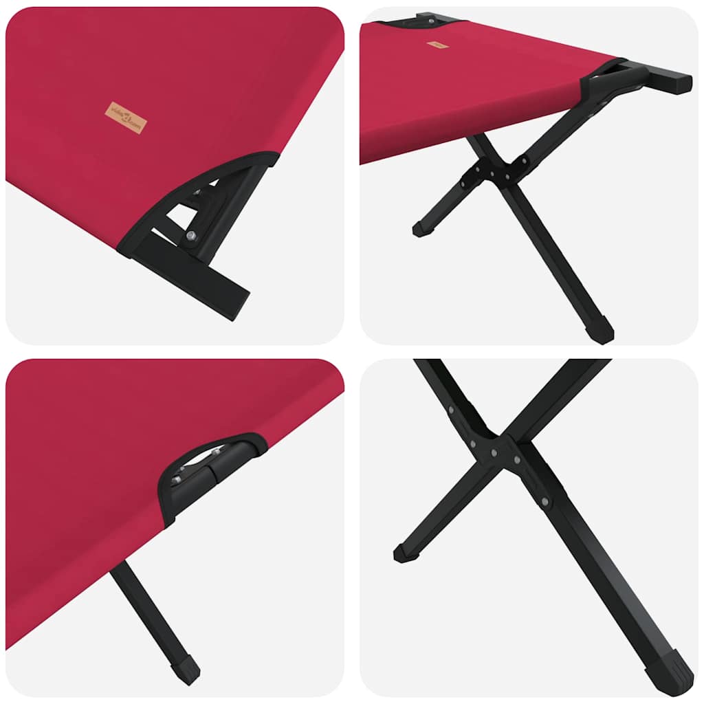 vidaXL Składane Łóżko Kempingowe 2 pcs Czerwony 210 x 80 x 46 cm