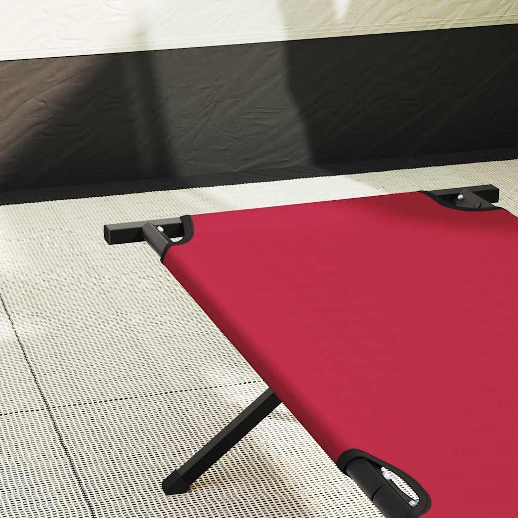 vidaXL Składane Łóżko Kempingowe 2 pcs Czerwony 210 x 80 x 46 cm