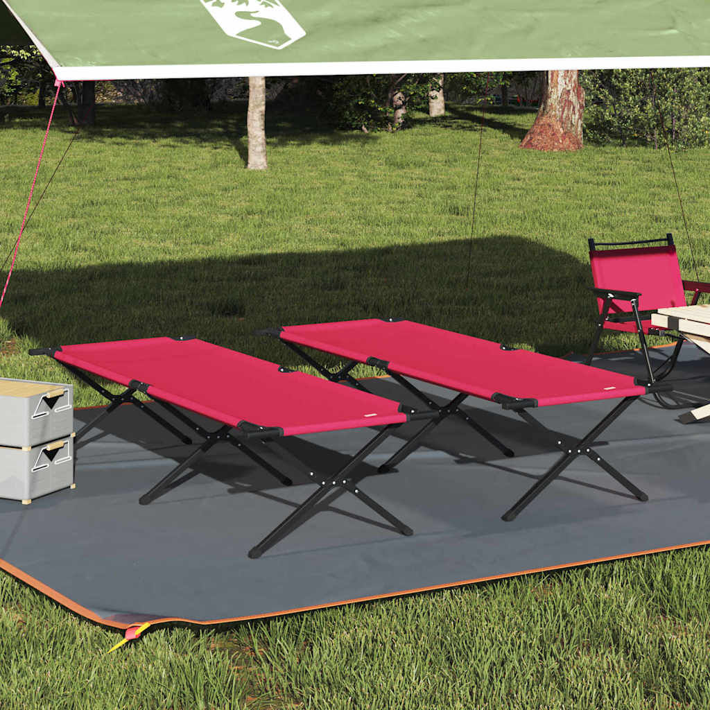 vidaXL Składane Łóżko Kempingowe 2 pcs Czerwony 210 x 80 x 46 cm