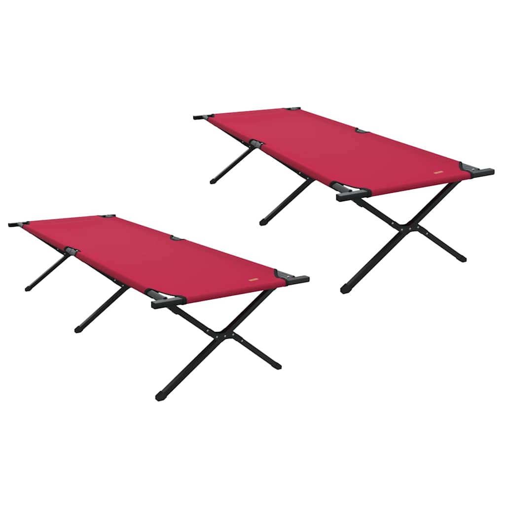 vidaXL Składane Łóżko Kempingowe 2 pcs Czerwony 210 x 80 x 46 cm