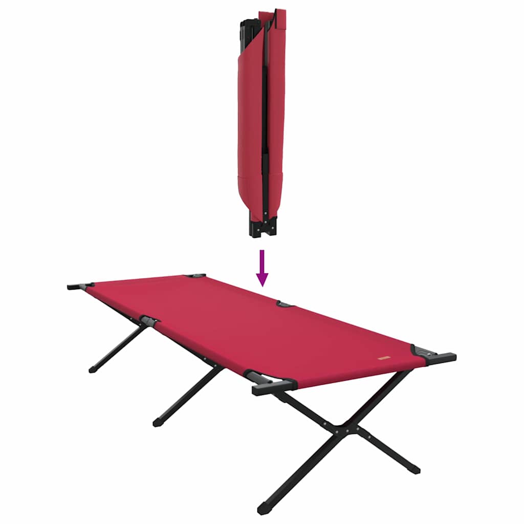vidaXL Składane Łóżko Kempingowe 2 pcs Czerwony 210 x 80 x 46 cm