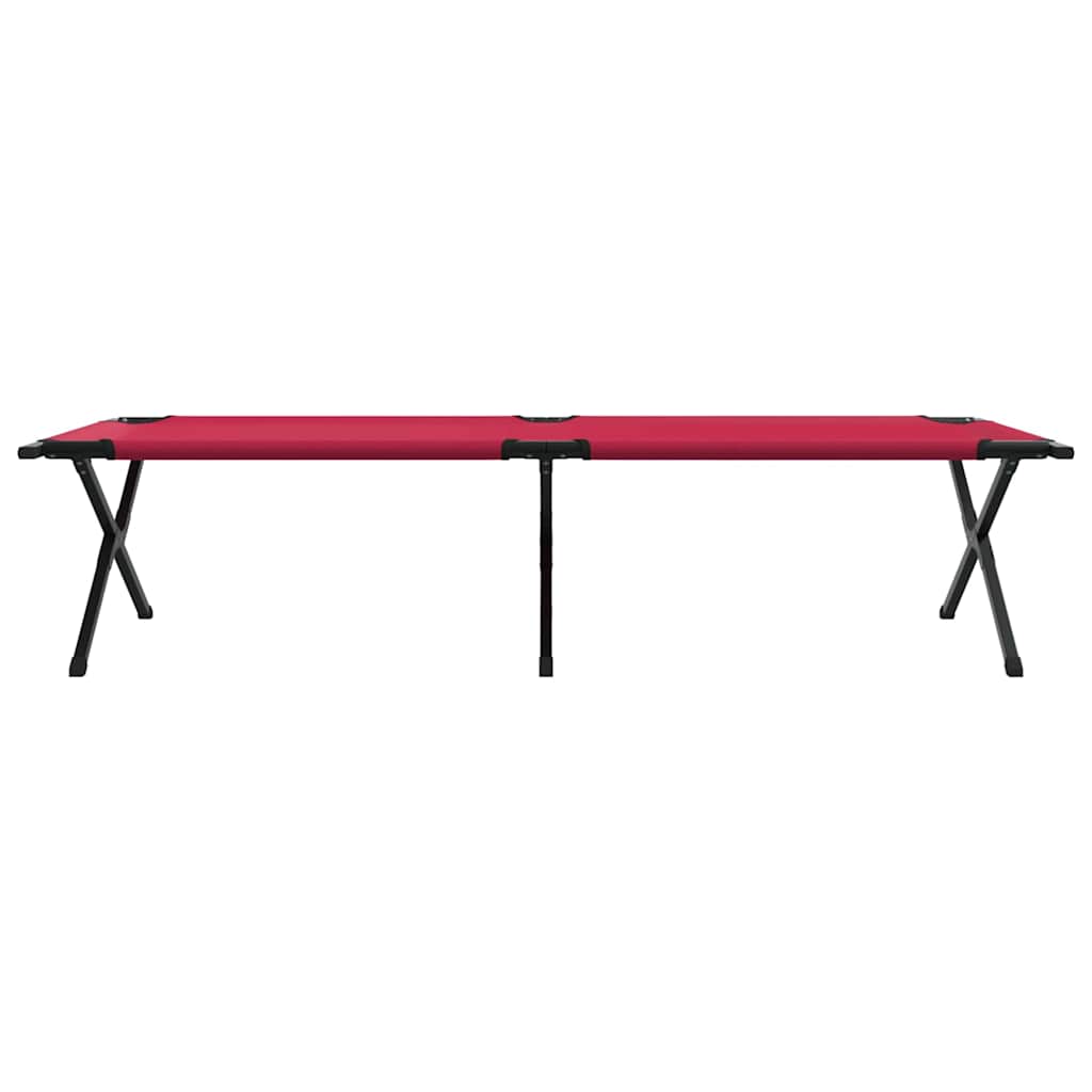 vidaXL Składane Łóżko Kempingowe 2 pcs Czerwony 210 x 80 x 46 cm