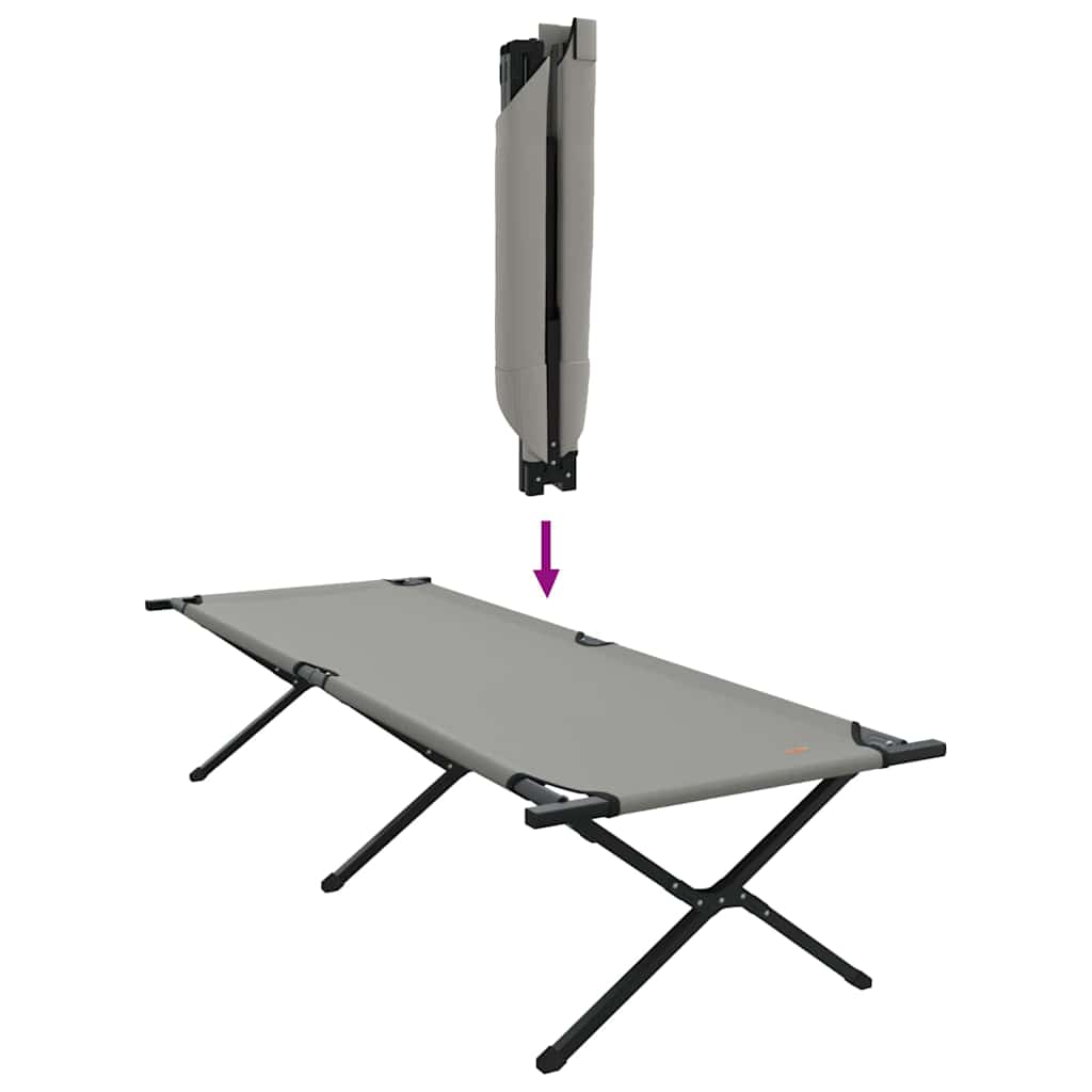 vidaXL Składane Łóżko Kempingowe 2 pcs Szary 210 x 80 x 46 cm