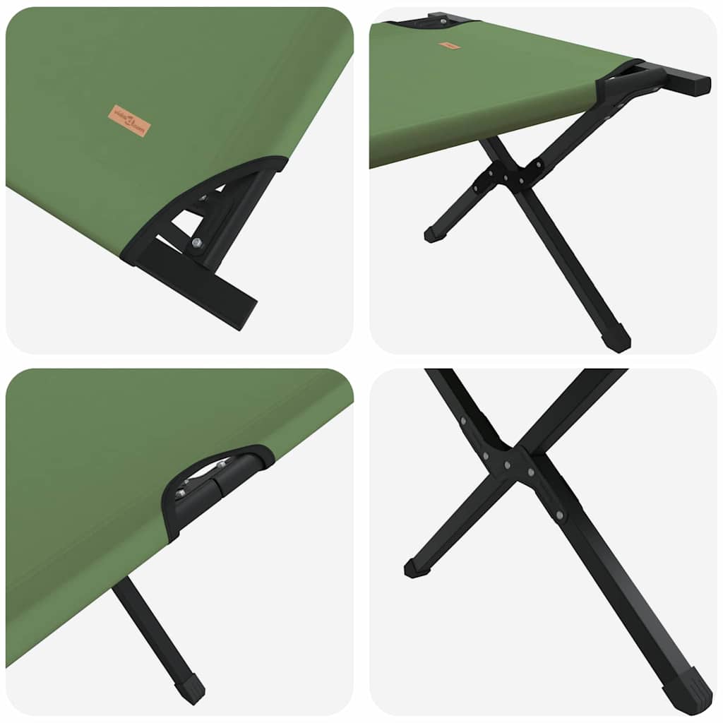 vidaXL Składane Łóżko Kempingowe 2 pcs Zielony 210 x 80 x 46 cm