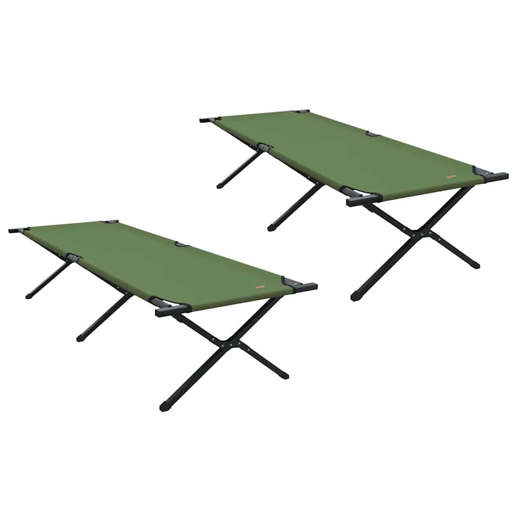 vidaXL Składane Łóżko Kempingowe 2 pcs Zielony 210 x 80 x 46 cm