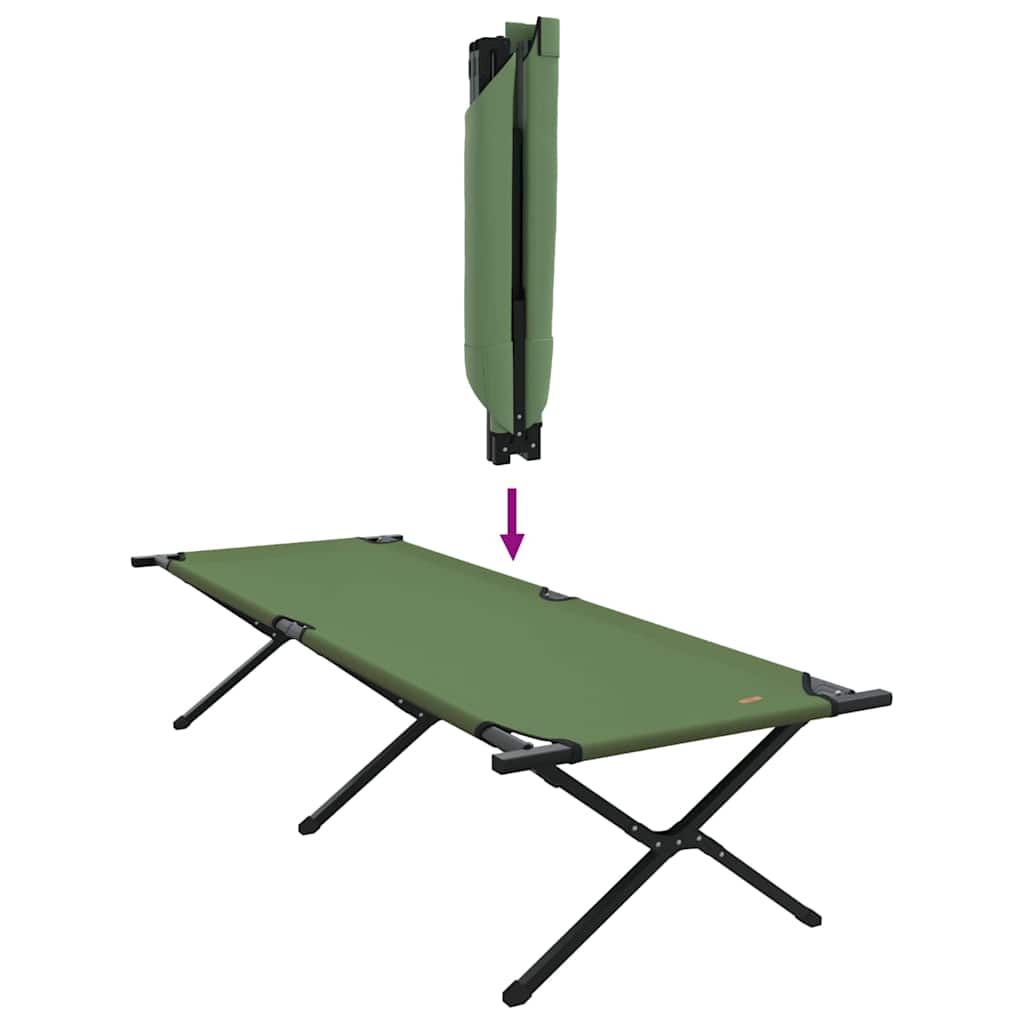 vidaXL Składane Łóżko Kempingowe 2 pcs Zielony 210 x 80 x 46 cm