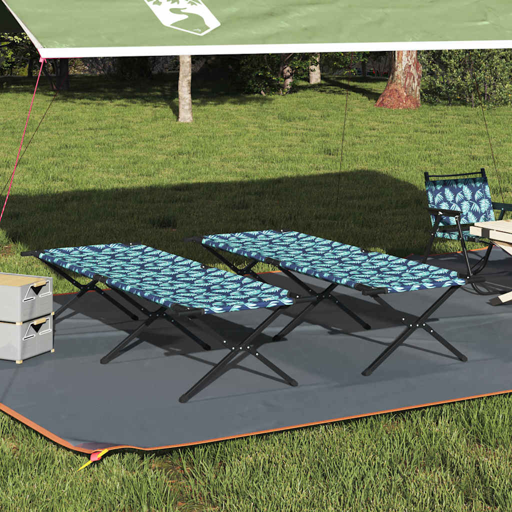vidaXL Składane Łóżko Kempingowe Liść 2 pcs Las 210 x 80 x 46 cm