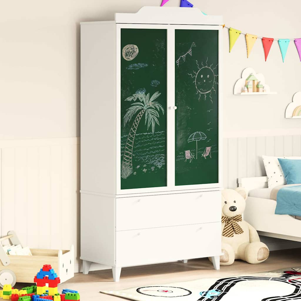 vidaXL Szafa z tablicą z szufladą z półką ROROS Biały 90 x 45 x 180 cm