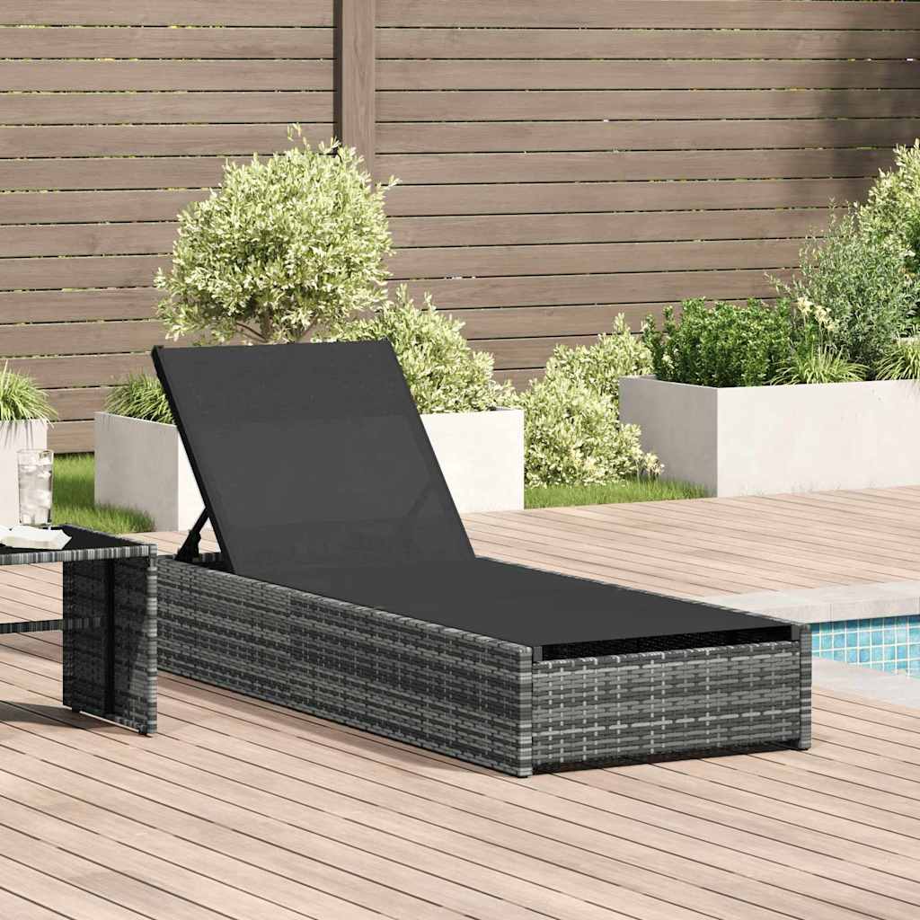 vidaXL Leżak Szary 200,5 x 70 x 75 cm polirattan