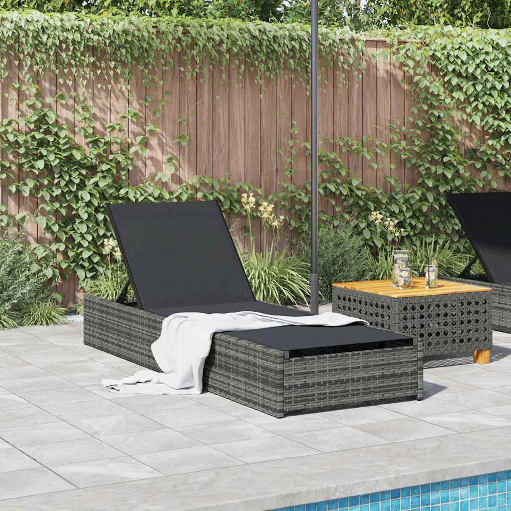 vidaXL Leżak Szary 200,5 x 70 x 75 cm polirattan