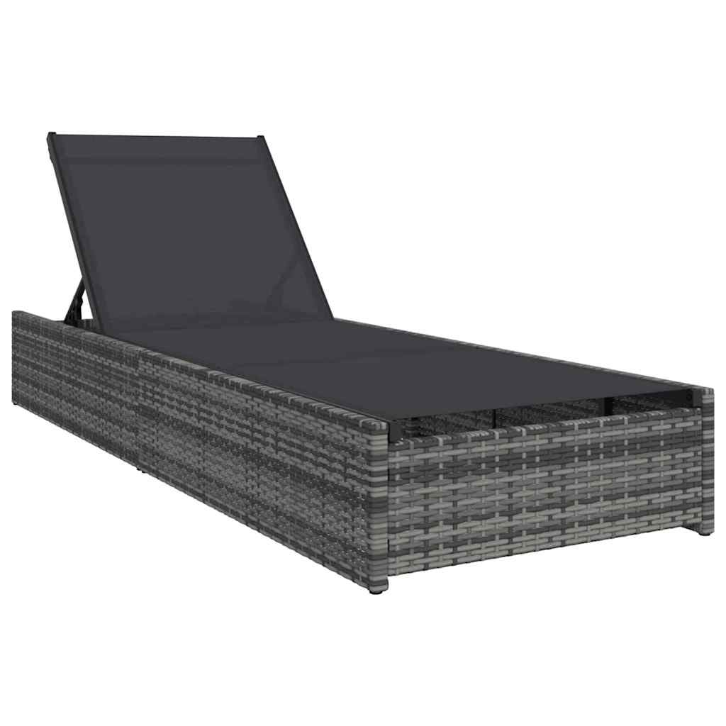 vidaXL Leżak Szary 200,5 x 70 x 75 cm polirattan