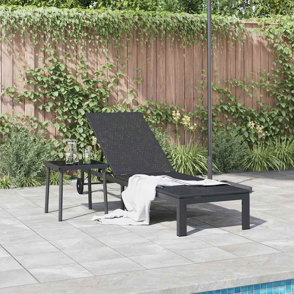 vidaXL Leżak Czarny 206 x 62.5 x 74 cm polirattan