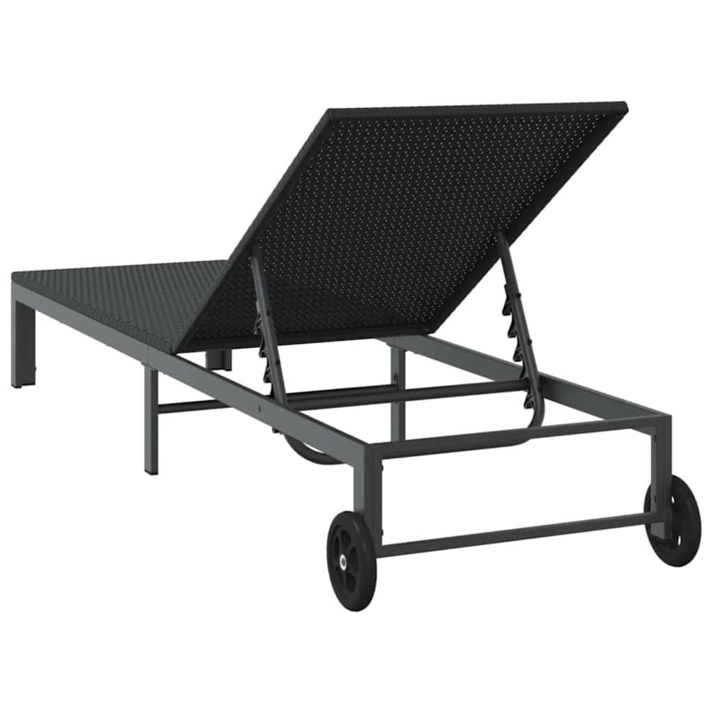 vidaXL Leżak Czarny 206 x 62.5 x 74 cm polirattan