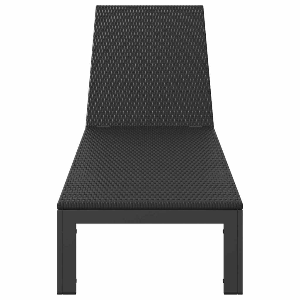 vidaXL Leżak Czarny 206 x 62.5 x 74 cm polirattan
